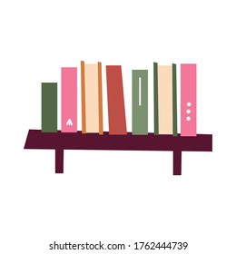 Shelf with books design, Home room decoration interior modern house decor living and apartment theme Vector illustration
