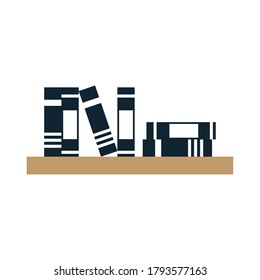 shelf with books office forniture vector illustration design