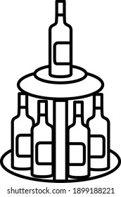 shelf bottle icon, vector line illustration	