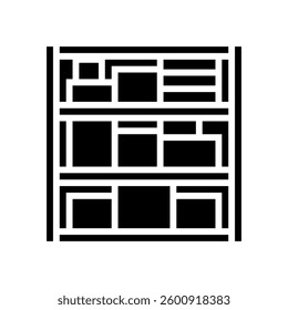shelf box cardboard packaging glyph icon vector. shelf box cardboard packaging sign. isolated symbol illustration