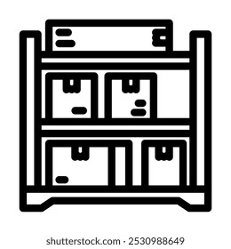 shelf box cardboard packaging line icon vector. shelf box cardboard packaging sign. isolated contour symbol black illustration