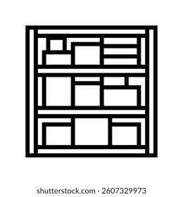 shelf box cardboard packaging line icon vector. shelf box cardboard packaging sign. isolated contour symbol black illustration
