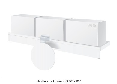 shelf with boxes and blank wobbler
