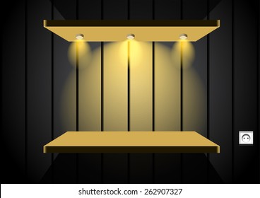 Shelf in dark room