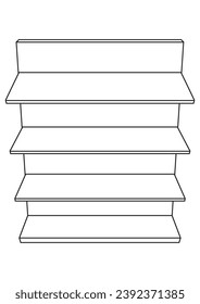 Shelf from different angle in outline and vector. 
