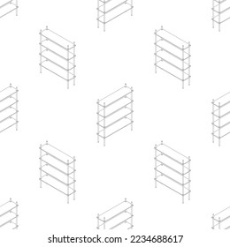 Shelf with drawers line. Seamless pattern, Office furniture for storing and sorting documents in folders and boxes. Vector illustration in cartoon style, isolate.