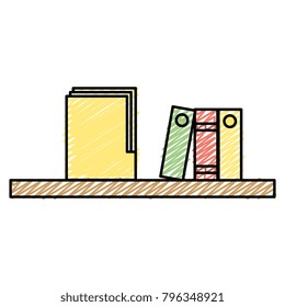 shelf with folder and organizer books