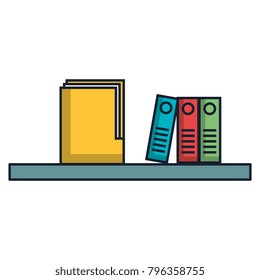 shelf with folder and organizer books