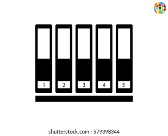 shelf with folders, icon, vector illustration eps10