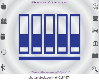 shelf with folders, icon, vector illustration eps10