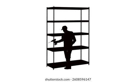 Shelf installation, black isolated silhouette