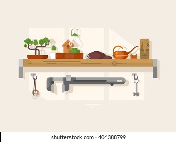 Shelf interior with object