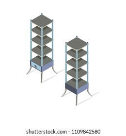 Shelf isometric vector white empty store isolated background illustration wood