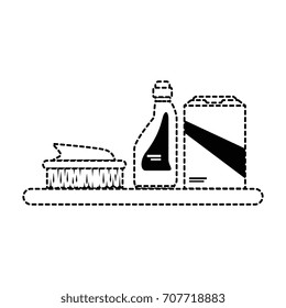 Shelf with laundry products