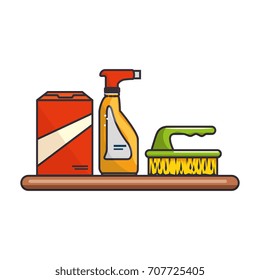 Shelf with laundry products