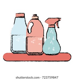 Shelf with laundry products