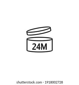 Icono vectorial de 24 meses de vida útil. Período de validez después de abrir el icono de vector plano