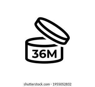 Shelf life icons set. Period after opening 36 months symbol. Vector illustration.