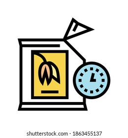 shelf life of oatmeal when opened bag color icon vector. shelf life of oatmeal when opened bag sign. isolated symbol illustration