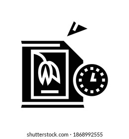 shelf life of oatmeal when opened bag glyph icon vector. shelf life of oatmeal when opened bag sign. isolated contour symbol black illustration