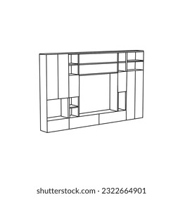 Icono simple línea de estante plantilla de diseño de logotipo vectorial minimalista, ilustración vectorial de iconos de estilo de alta calidad