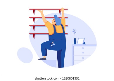 Concepto de Ilustración vectorial del servicio de montaje en estantes.