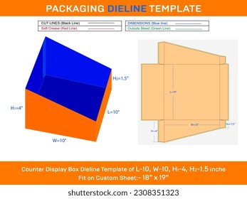 Shelf Organiser Product Counter Display Box L 10xW 10xH1 4xH2 1.5inche