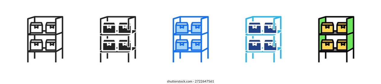 Conjunto de iconos de Organización de estante Colección de estilo múltiple