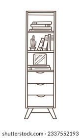 shelf outline illustration. Book shelf. Vector illustration. isolated on white background. Hand drawn sketch of shelves. Home Interior design elements. Interior furniture. Simple bookshelf. wall shelf