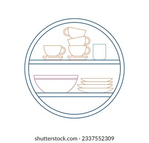 shelf outline illustration. Book shelf. Vector illustration. isolated on white background. Hand drawn sketch of shelves. Home Interior design elements. Interior furniture. Simple bookshelf. wall shelf