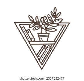 shelf outline illustration. Book shelf. Vector illustration. isolated on white background. Hand drawn sketch of shelves. Home Interior design elements. Interior furniture. Simple bookshelf. wall shelf