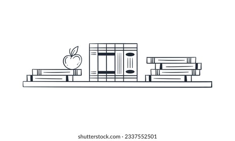 shelf outline illustration. Book shelf. Vector illustration. isolated on white background. Hand drawn sketch of shelves. Home Interior design elements. Interior furniture. Simple bookshelf. wall shelf