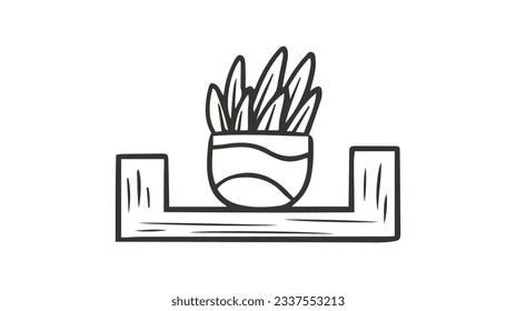 shelf outline illustration. Book shelf. Vector illustration. isolated on white background. Hand drawn sketch of shelves. Home Interior design elements. Interior furniture. Simple bookshelf. wall shelf