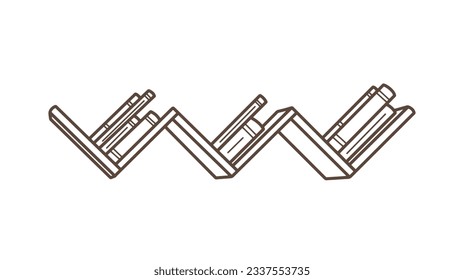 shelf outline illustration. Book shelf. Vector illustration. isolated on white background. Hand drawn sketch of shelves. Home Interior design elements. Interior furniture. Simple bookshelf. wall shelf