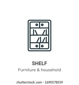 Shelf outline vector icon. Thin line black shelf icon, flat vector simple element illustration from editable furniture and household concept isolated stroke on white background