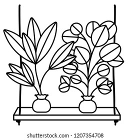 shelf plants isolated icon