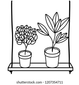 shelf plants isolated icon