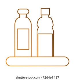 shelf with plastic bottles isolated icon