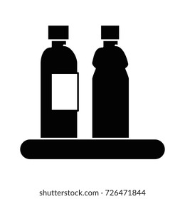 shelf with plastic bottles isolated icon