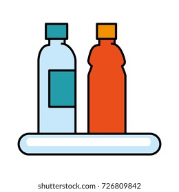 shelf with plastic bottles isolated icon