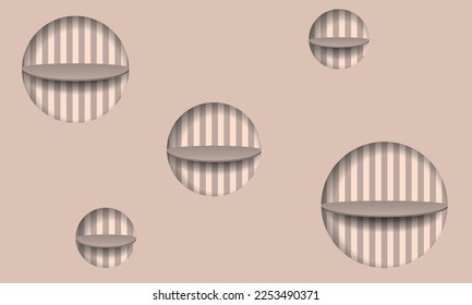 Shelf. Round shelves with shadow on the wall in beige. Vector illustration