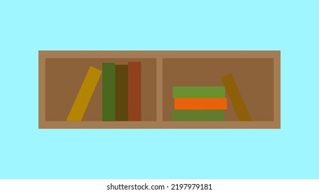 A shelf with several books, illustration, vector