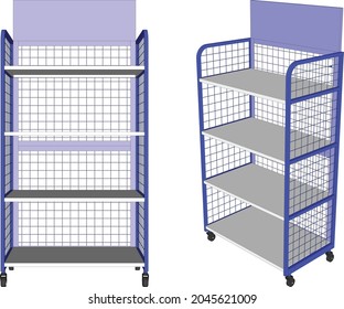 shelf supermarket vector 3d white background design typographic rack