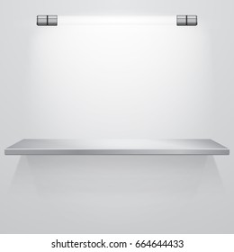 Shelf template with illumination, vector illustration