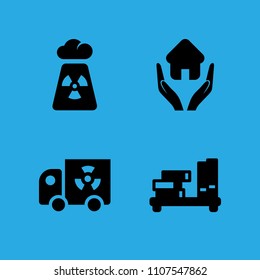 shelf, transportation, radiation and home insurance icons vector in sample icon set for web and graphic design