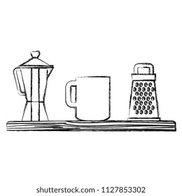 shelf wooden with kitchen utensils