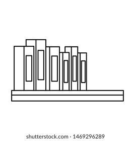 shelf wooden with pile text books library icons
