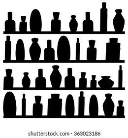 shelfs with cosmetics