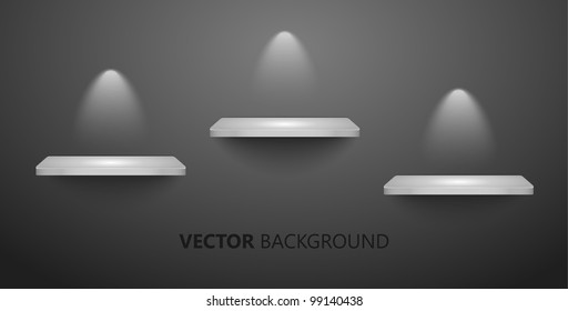 Shelfs with lights above- vector