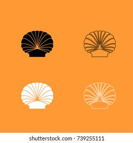 Shell black and white set icon .